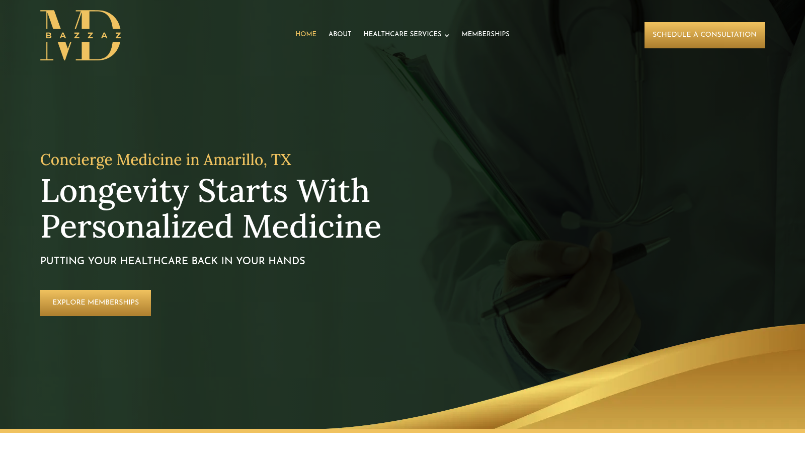 BazzazMD homepage for concierge medicine in Amarillo, Texas