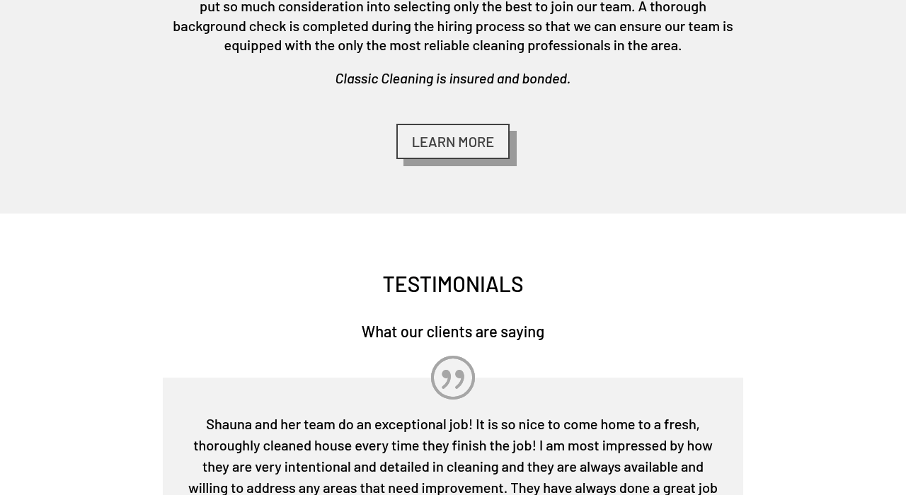 Classic Cleaning — services section