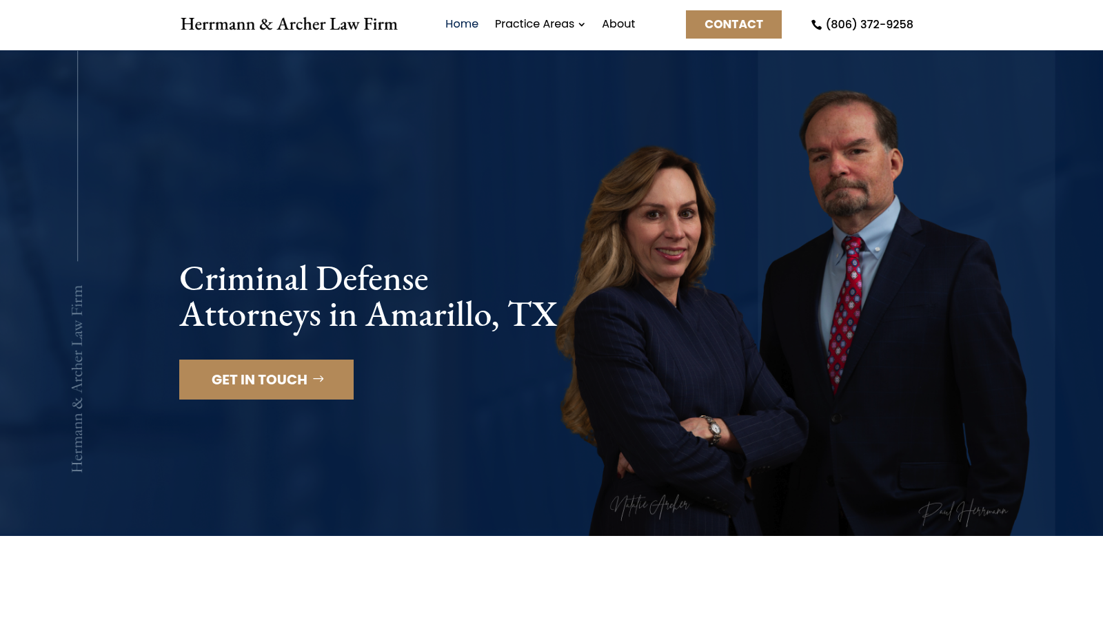 Herrmann & Archer Law Firm homepage for criminal defense attorneys in Amarillo, Texas