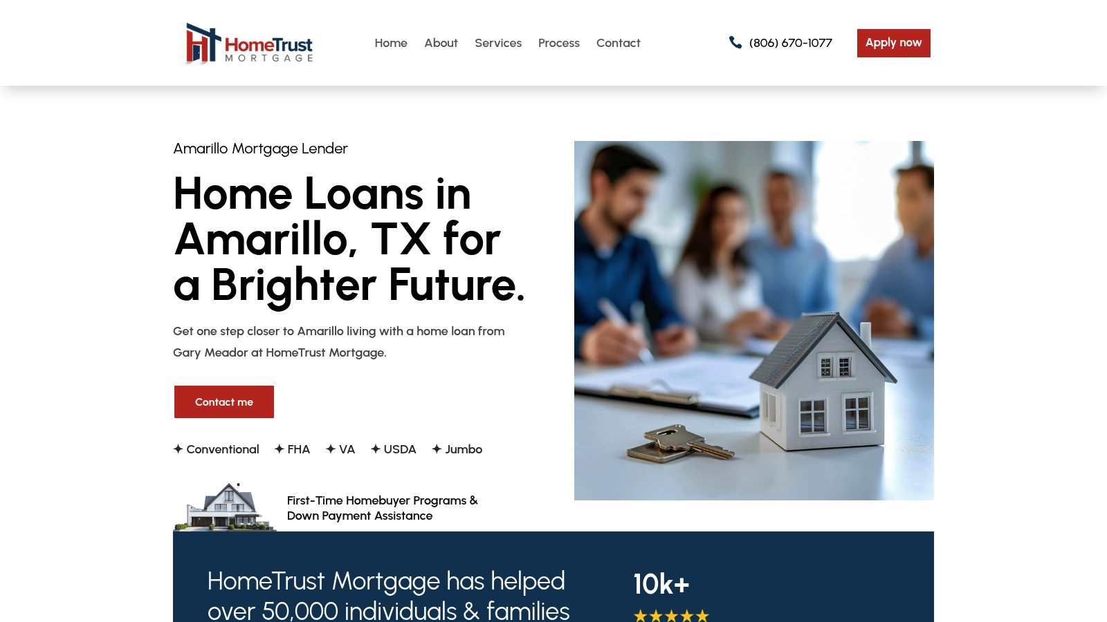 Loans by Gary homepage with the Amarillo Mortgage Lender headline and apply button